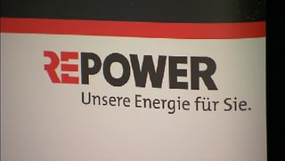 Il logo da la Repower cun il slogan Unsere Energie für Sie
