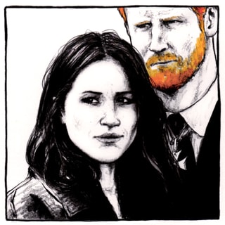 illustraziun da Meghan e Harry cun barba cotschna. illustraziun da Meghan e Harry cun barba cotschna.