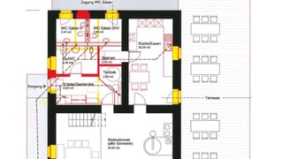 Il plan da la tegia d'alp Scharmoin che vegn renovada.