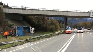 Purtret d'in camiun che giascha dasper la via. 