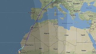 La ruta da sgol da la maschina LX92 registrada dal Flightradar24. 