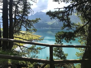 Anna Giovanoli ha fotografà questa vista sin il lai da Segl, tranter Segl ed Isola.