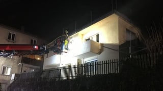 Purtret da la chasa che ha brischà ed ils pumpiers vid stizzar. 
