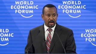Abiy Ahmed durant il WEF a Tavau (2019).