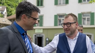 Maletg cun Marcus Caduff e Peter Peyer tar lur elecziun 2018. Maletg cun Marcus Caduff e Peter Peyer tar lur elecziun 2018.