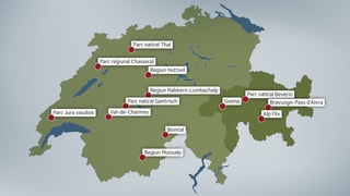 Las 13 destinaziuns nua ch'il Bus Alpin è preschent.