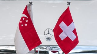 Bandiera da Singapur e Svizra sin in auto. 