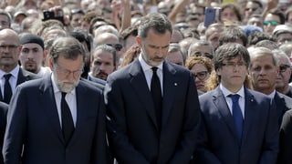 Il retg Felipe ed il primminister Mariano Rajoy durant la minuta da silenzi. 