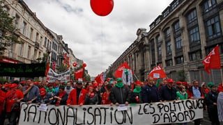 Demonstrants en la Belgia.