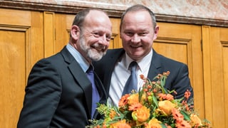 Il vicepresident Dominique de Buman (sanester) ed il president dal Cussegl naziunal Jürg Stahl (dretg). 