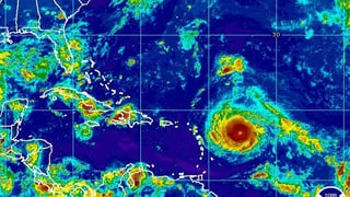 Maletg da satellit cun Irma il hurrican che s'avischina a la Caribica
