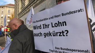 Gia il november 2015 ha il persunal federal demonstrà a Berna cunter mesiras da spargn. 