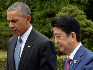 Il president american Barack Obama ed il primminister giapunais Shinzo Abe.