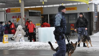 Tavau cun polizists e lur chauns.