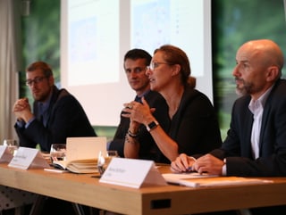Remo Zandonella (Infras), Daniel Sutter (Infras), Jeannine Pilloud (ch-direct) e René Böhlen (Litra).