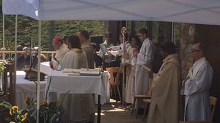L'uvestg Vitus Huonder durant la messa da Nossaduna sin Marguns