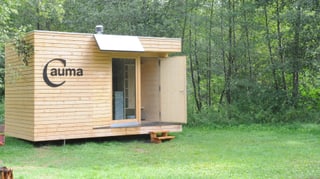 Il prototip da la boxa da campar Cauma sin il campadi a Trun.