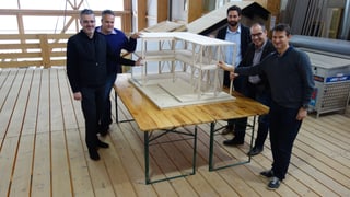 Da san: G. Fanzun, architect, E. Uffer, Uffer SA, A. Wirth, Lai Turissem, Patric Vincenz, Uffer SA, M. Hartweg, Arena Biatlon Lantsch.