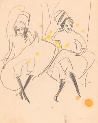 "Duas sautunzas russas cun turban" dad Ernst Ludwig Kirchner (1880-1938)