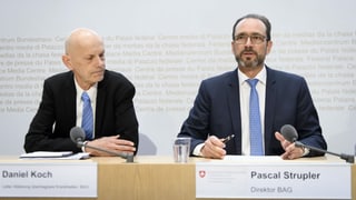 Purtret da Daniel Koch e Pascal Strupler durant la conferenza da medias. Purtret da Daniel Koch e Pascal Strupler durant la conferenza da medias.