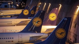 Er oz restan blers aviuns da la Lufthansa a terra.
