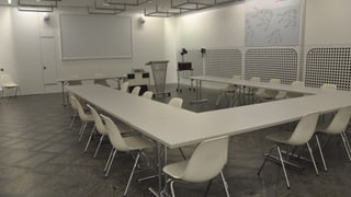 La sala Muntanella, mobigliar cun sutgase maisas, è prompta per la proxima scolaziun. 
