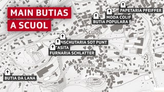 Survista da las butias che serran las portas a Scuol Survista da las butias che serran las portas a Scuol