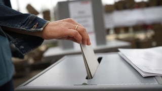 Purtret d'ina dunna che metta ina brev da votaziun en l'urna. 