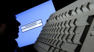 Siluetta d'ina persuna davant tastatura da computer.