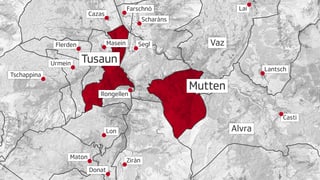 Ina charta che mussa il territori da Mutten e da Tusaun. Ina charta che mussa il territori da Mutten e da Tusaun.
