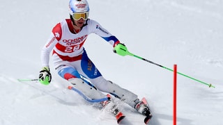 Sandro Simonet durant il slalom dal campiunadi svizzer il 2015 a San Murezzan.