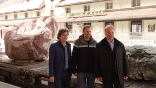 Da san.: Roman Cathomas, Viafier retica, Patric Collet, Patrimoni mundial Sardona, Martin Aebli, president Cussegl grond e padrin dal crap Grischun.