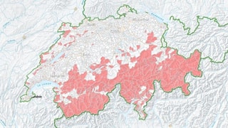 Purtret da la carta Svizra, las parts en il sid, en las alps èn dessignadas cotschnas. 