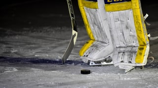 glatsch e duas chommas cun ina protecziun d'in goli da hockey