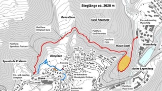 Carta geografica che mussa nua che la senda da tschimas maina atras Carta geografica che mussa nua che la senda da tschimas maina atras