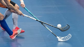Purtret da duas paluttas da unihockey ed in bal en acziun. 
