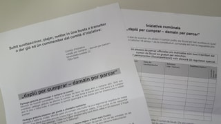 Ils formulars da l'iniziativa "dapli per cumprar - damain per parcar"