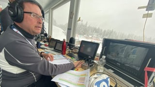 Christian "Hitsch" Weder en acziun al campiunadi mundial da biatlon a Lantsch.