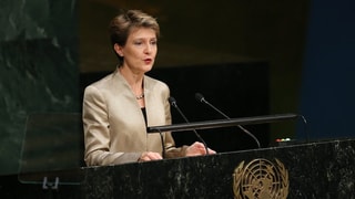 Simmonetta Sommaruga durant ses pled avant la radunanza generala da l'ONU.