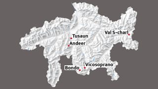 La carta mussa Tusaun, Andeer, Bondo, Vicosoprano e S-charl. La carta mussa Tusaun, Andeer, Bondo, Vicosoprano e S-charl.