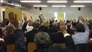 Persunas en ina sala che tegnan si il maun. Persunas en ina sala che tegnan si il maun.