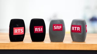 Microfons da RTS, RSI, SRF e RTR. 