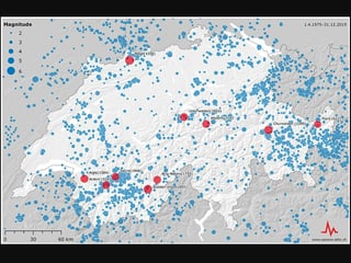 Il pli ferm terratrembel en il nord da las alps ha giu lieu a Basilea dal 1356. La carta mussa ils 10 pli ferms terratrembels en Svizra dals ultims millennis (cotschen). Era da vesair èn ils epicenters dals terratrembels dal 1975-2018 cun ina fermezza pli ferma che 2. Il pli ferm terratrembel en il nord da las alps ha giu lieu a Basilea dal 1356. La carta mussa ils 10 pli ferms terratrembels en Svizra dals ultims millennis (cotschen). Era da vesair èn ils epicenters dals terratrembels dal 1975-2018 cun ina fermezza pli ferma che 2.