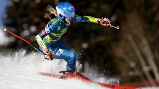 Purtret da Shiffrin durant la cursa. 