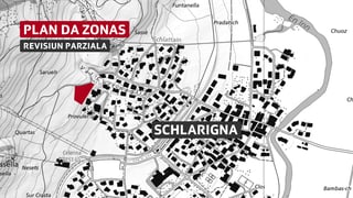 Plan da zonas sco grafica - la zona en discussiun è marcada cotschna.