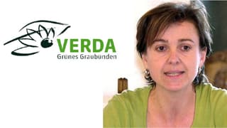 Logo VERDA Grünes Graubünden e fotografia dad Anita Mazzetta.