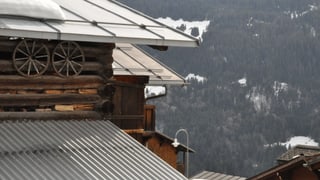 vista sur ils tetgs da chasa e clavàs a Schlans vi sin il guaud da l'autra vart da la val