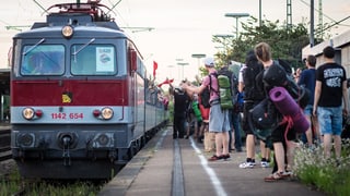 Il tren ch`è vegnì controllà a Basilea era in tren spezial per ils demonstrants, sco qua a Kornwestheim, Baden-Württemberg.