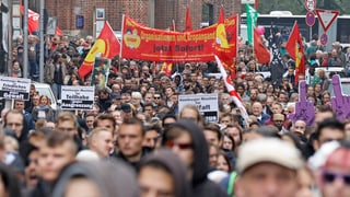 Ils demonstrants en il center da Hamburg.