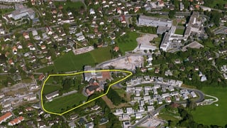 Plan da Cuira cun marcaziun gelga.